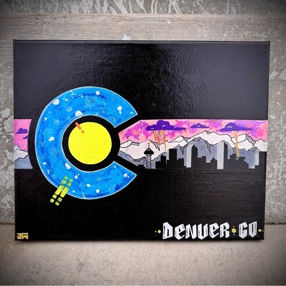 Handmade Other - Original Art By Colorado Artist Acrylic Paint On Unframed Canvas 11 X 14